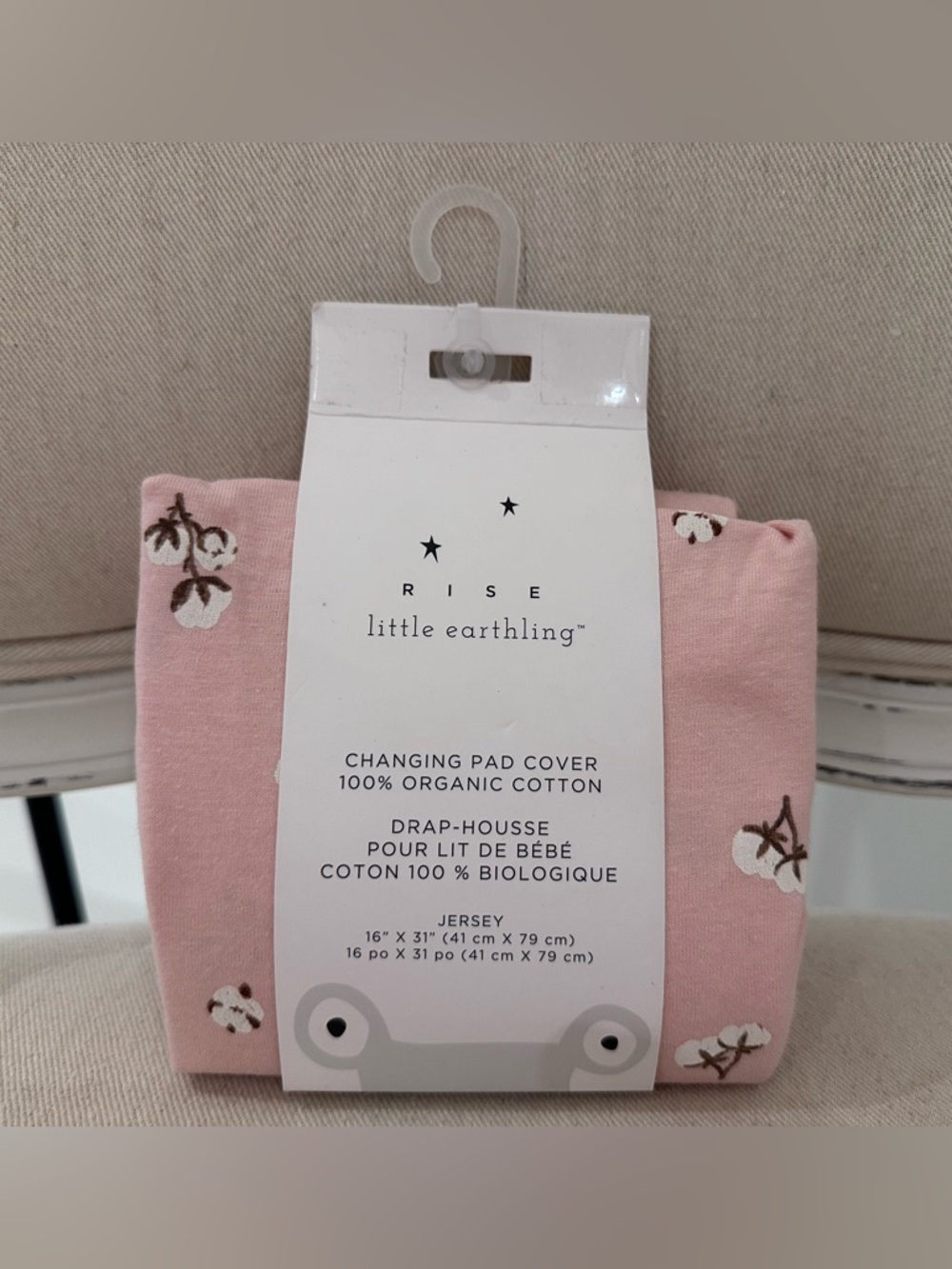 Organic Baby Rise Little Earthling Pink Changing Pad Cover NWT